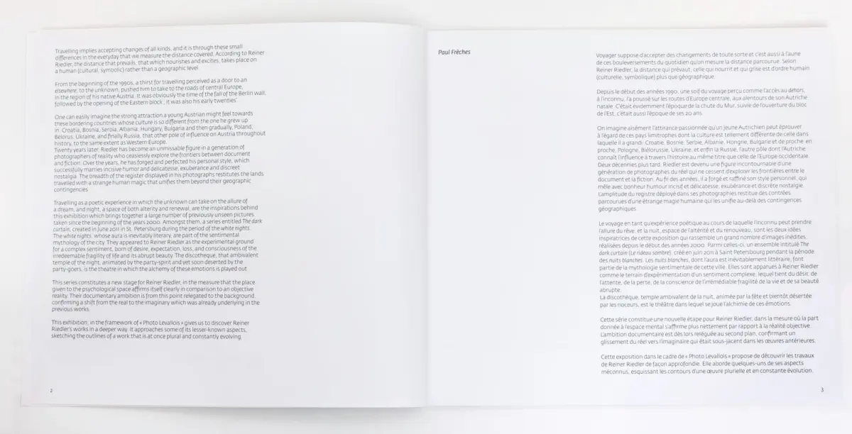 Open book spread with English text on the left and French text on the right.