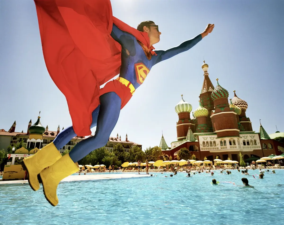 Superman above Red Square, Topkapi Palace Hotel, Antalya, Turkey, 2006