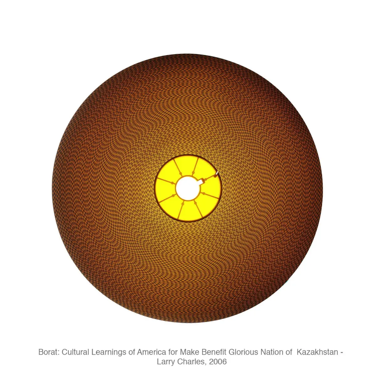 Top-down view of a brown textured spherical lamp with a glowing yellow center and radial spokes.