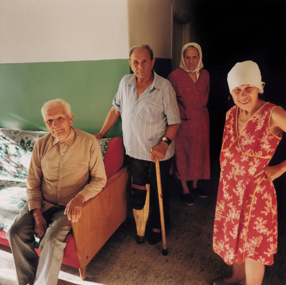 Residents of the old people's home in Lugans'k. The poverty is so great that even the money for prostheses is lacking and they are therefore made themselves.