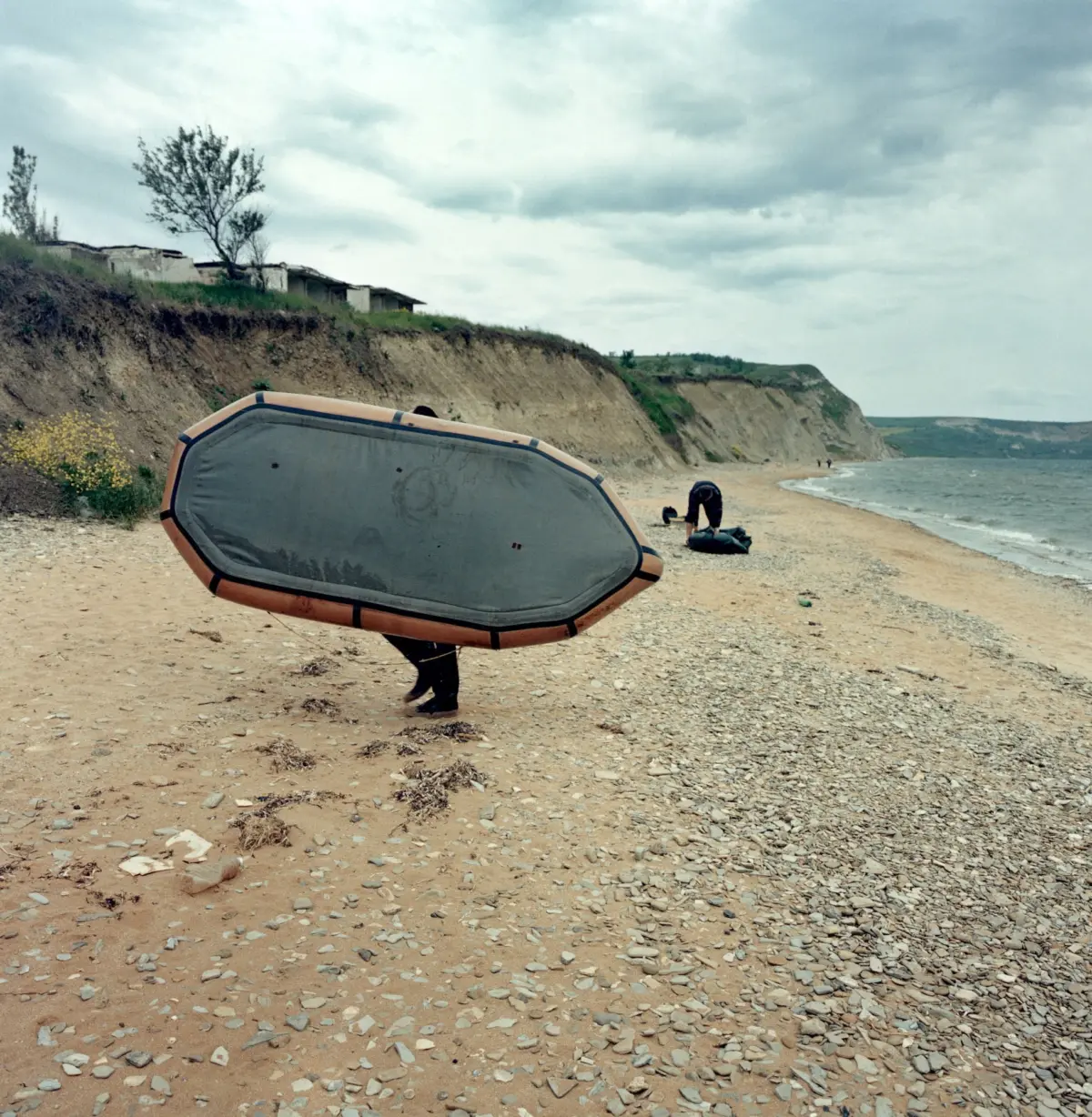 Fishermen returning from fishing in Yurkino, near Kerch/ Crimea