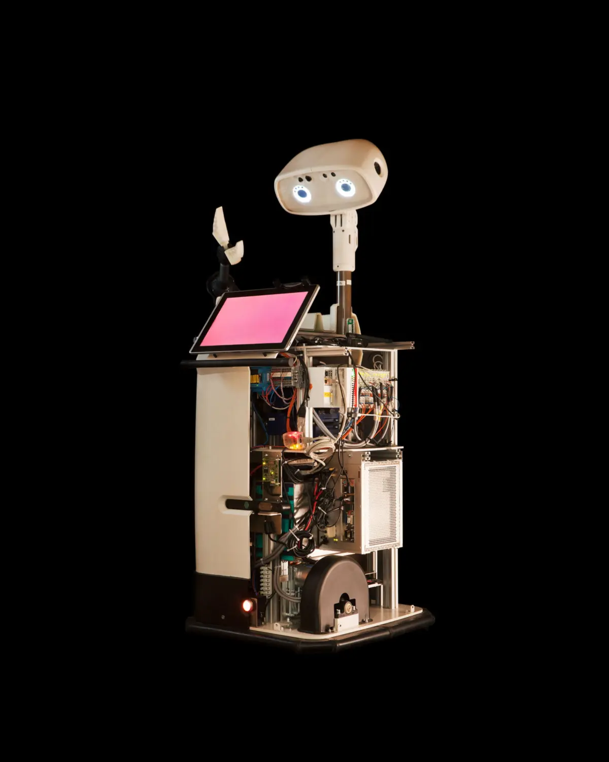 “Hobbit” robot for social assistance, enabling longer independent living at home for older adults. European project produced by MetraLabs (body), Igus and Hella Automation (arm) and Blue Danube Robotics (head). ACIN Institute of Automation and Control, Vienna University of Technology, Vienna, Austria.