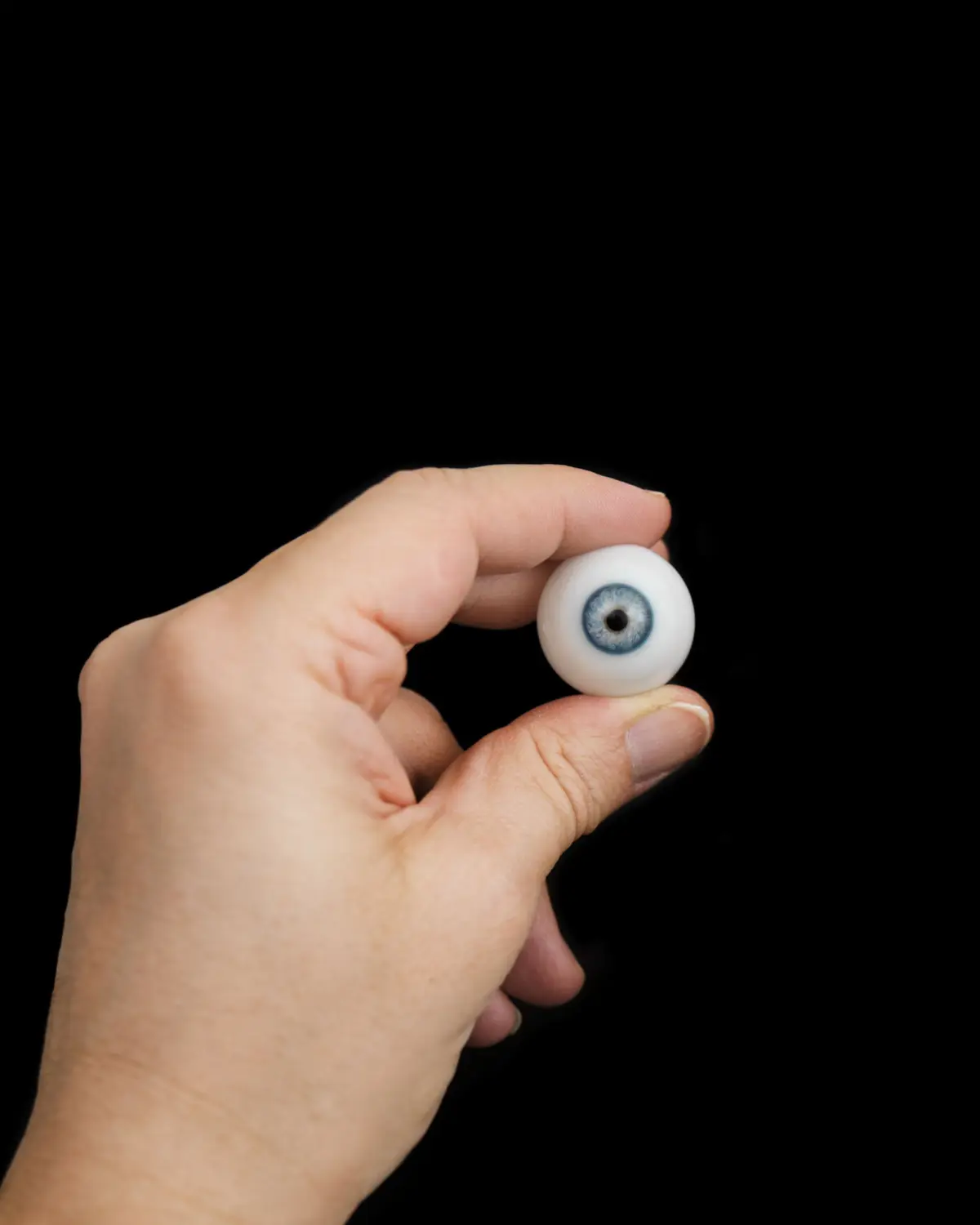 Semifinished artificial eye made of special glass to restore facial aesthetics. Asprion Augenprothetik, Vienna, Austria.